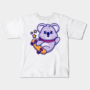 Cute koala play skateboard cartoon Kids T-Shirt